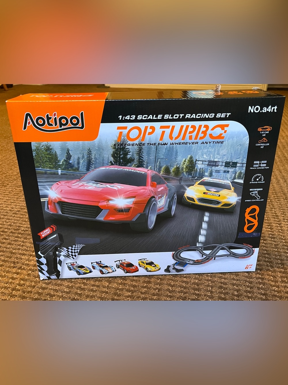 🔥 Top Turbo 1:43 Scale Slot Racing Set by Aotipol. Elevated track. EUC!🔥